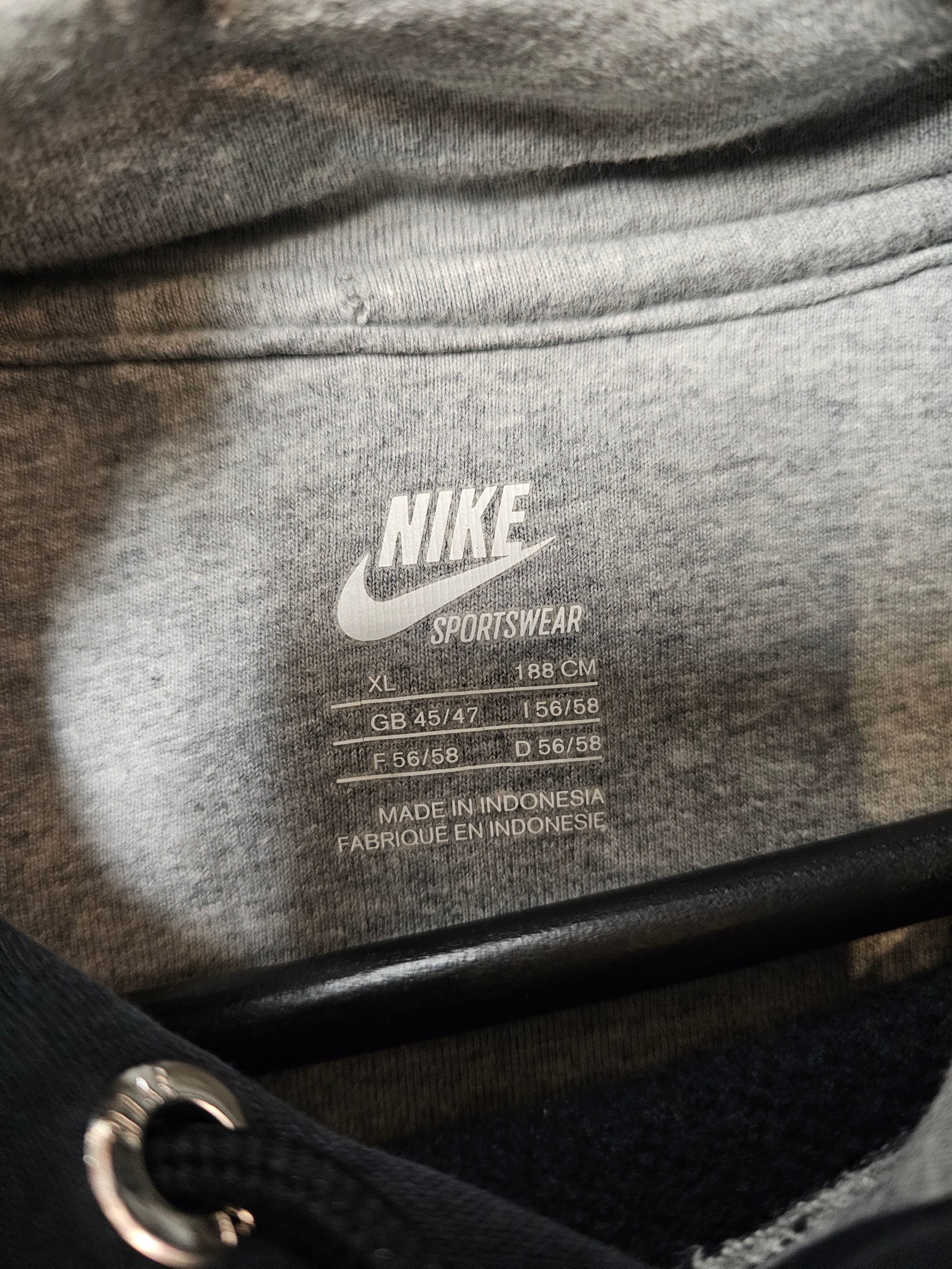 Nike swoosh logo early 00s black grey pullover hoodie