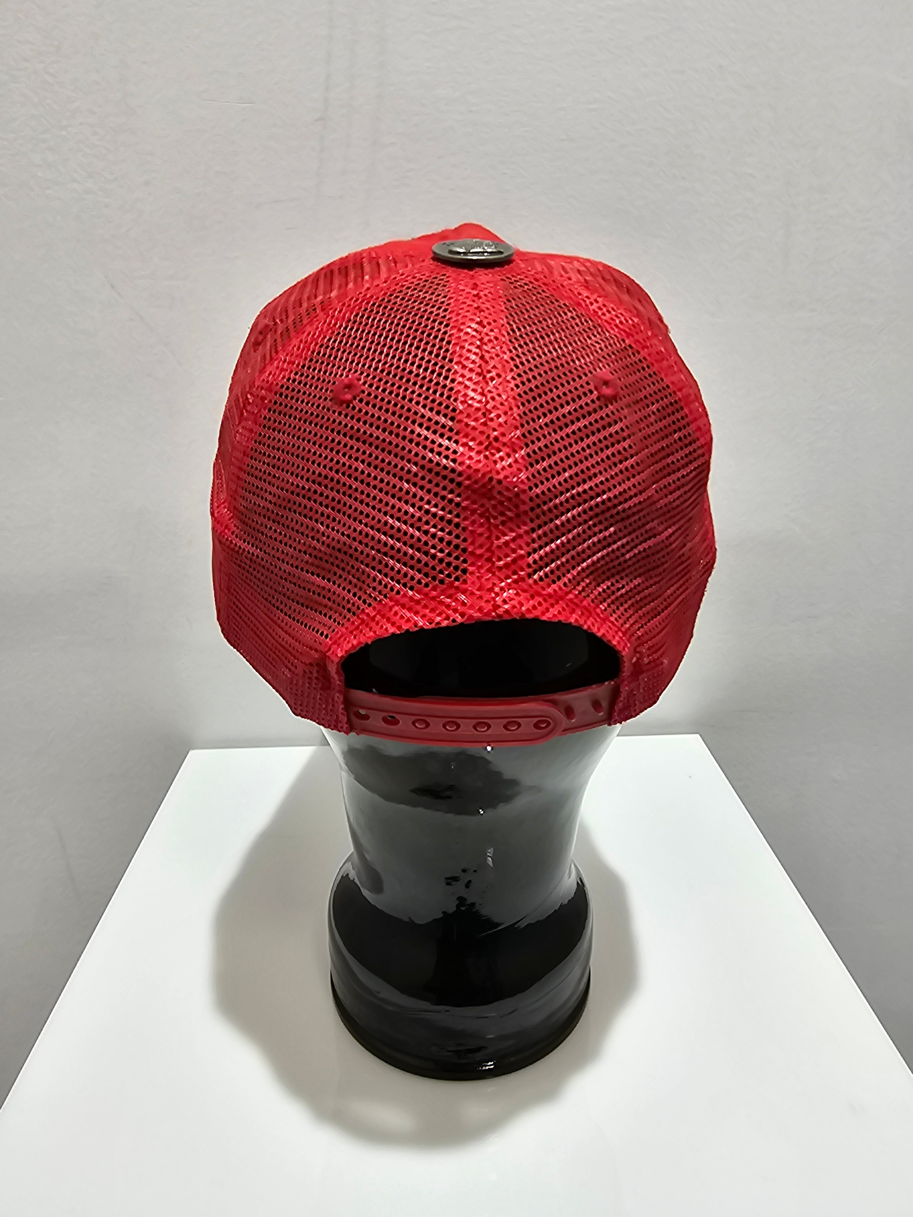 Y2k Don edhardy rose trucker red hat