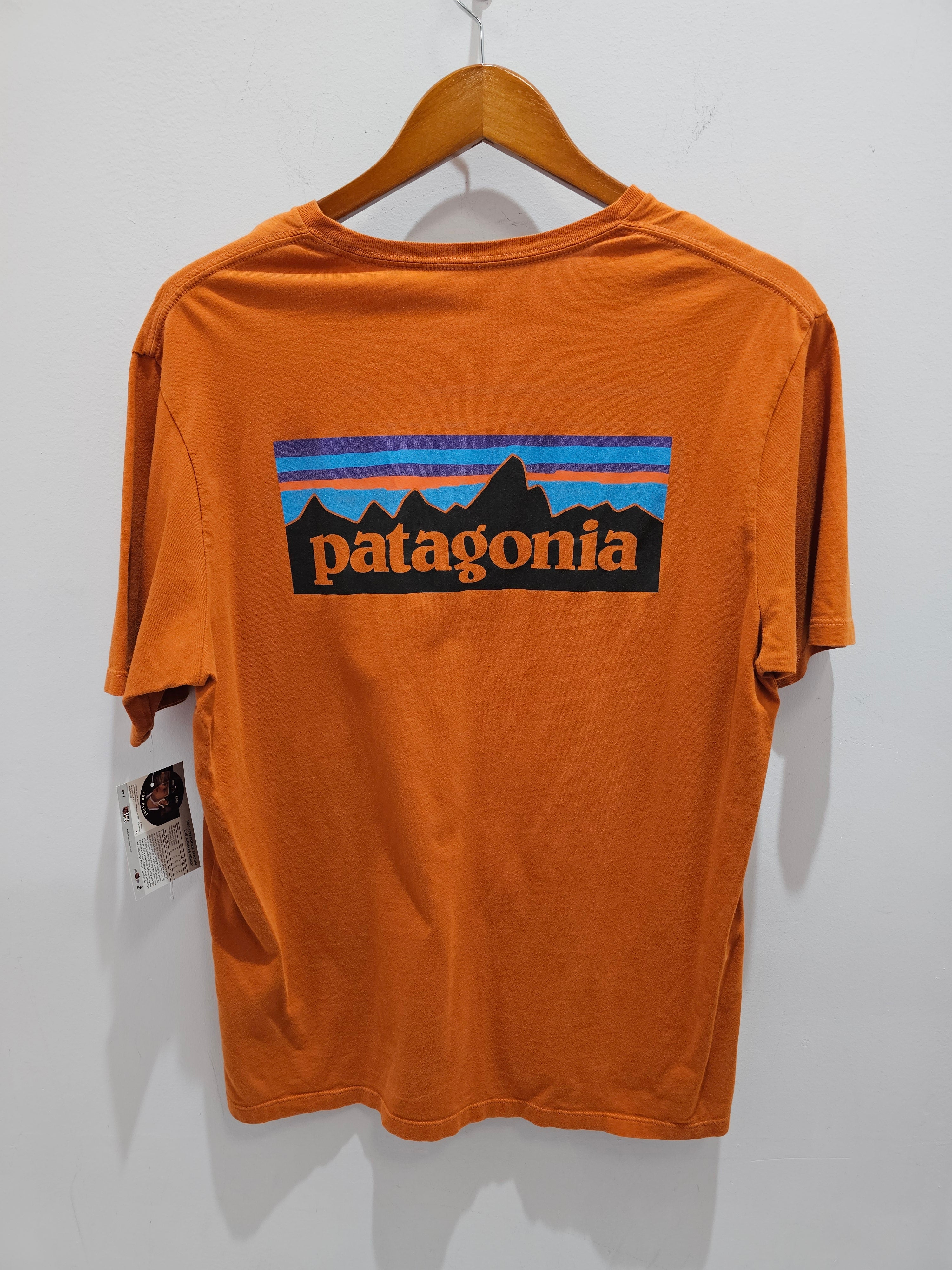 Patagonia P6 logo organic orange graphic tshirt