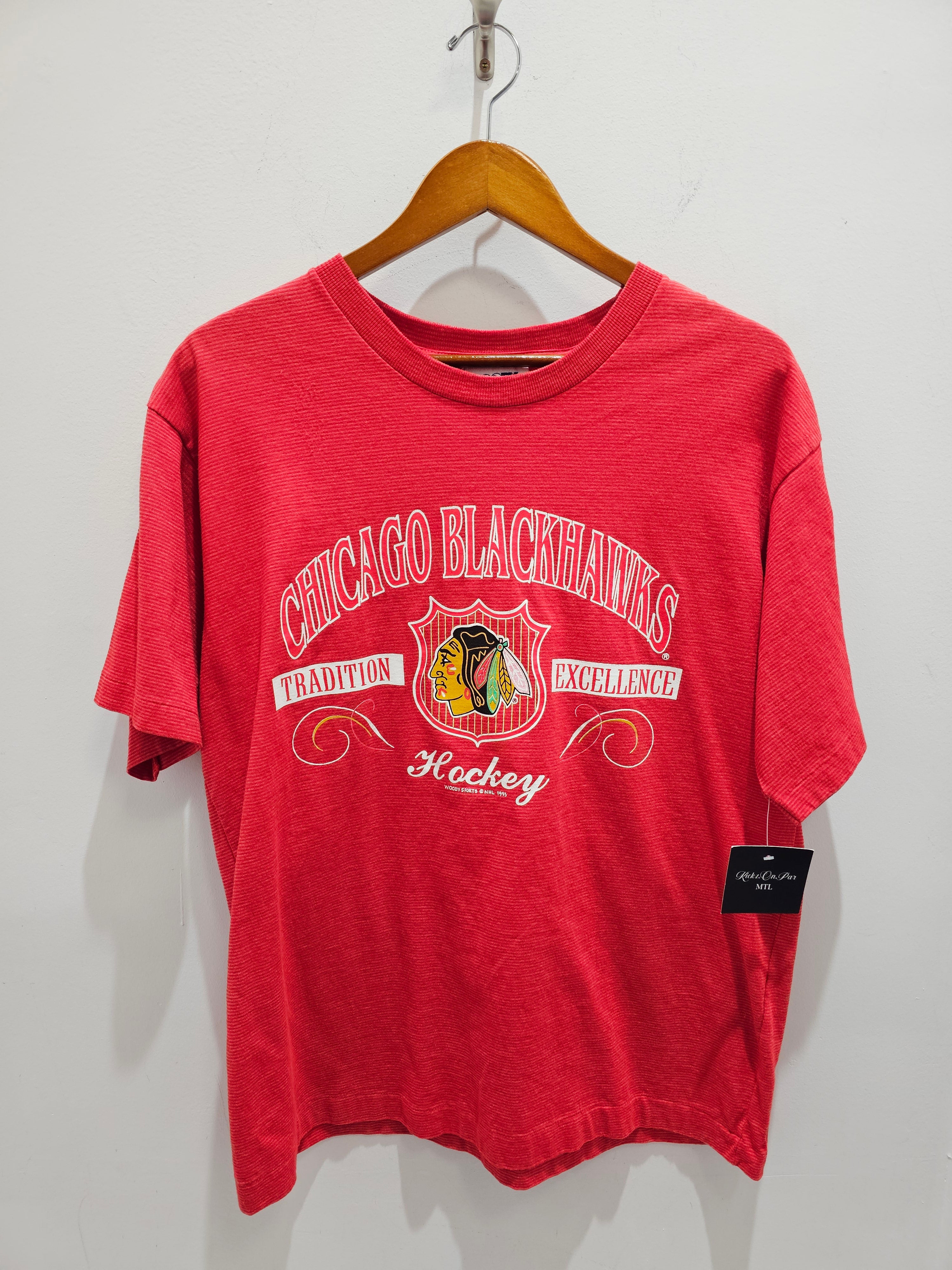 Vintage 93' Chicago Blackhawks woody sports red tshirt
