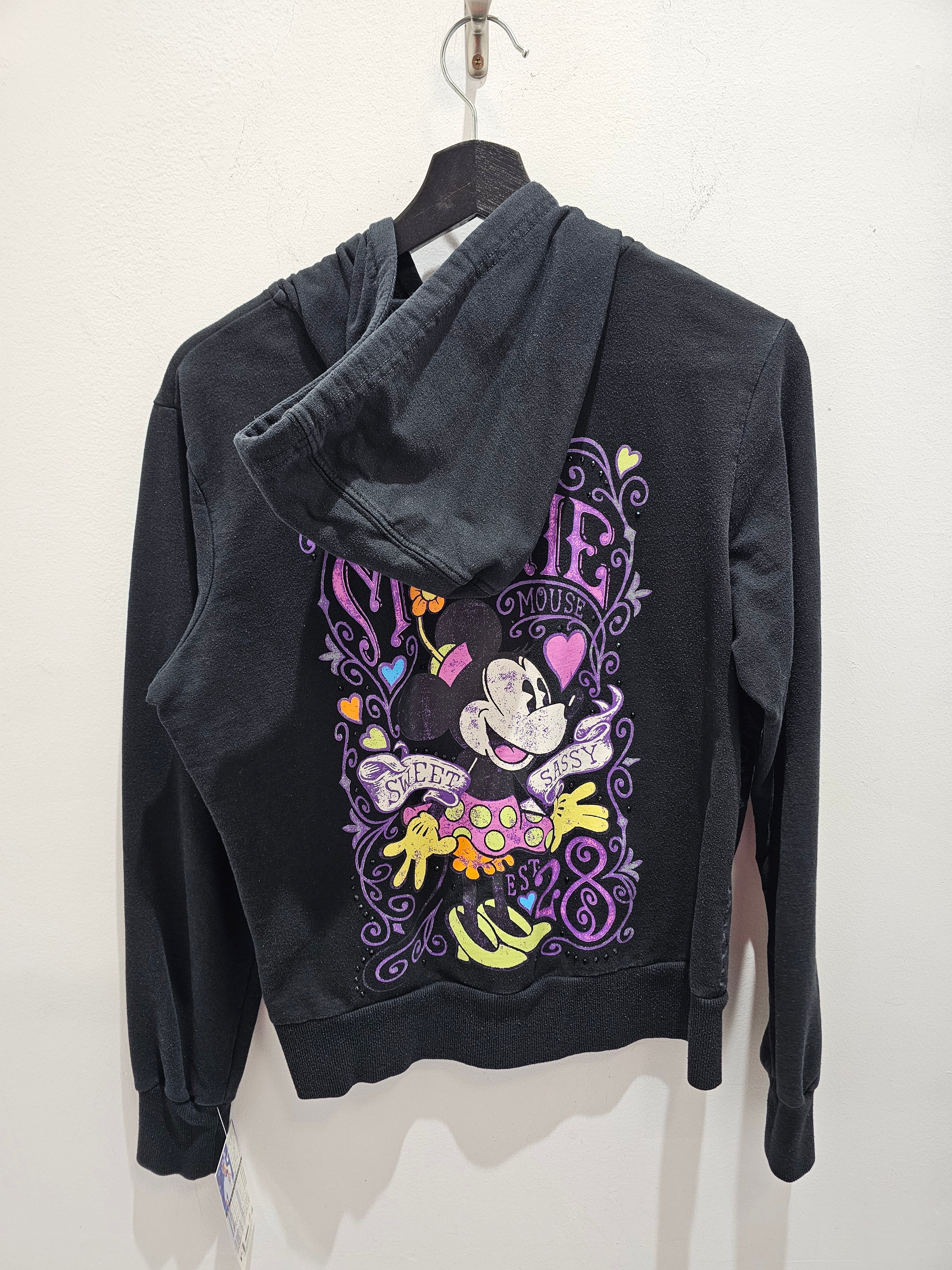 Disney Minnie mouse sweet sassy graphic rhinestone black zipup womens hoodie