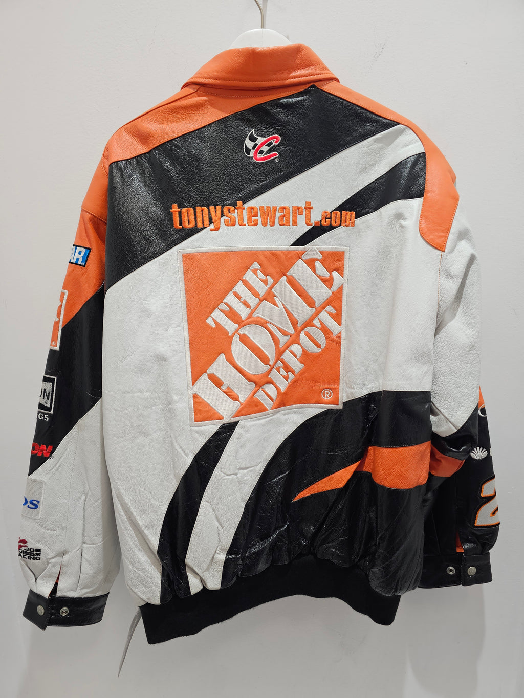 Vintage Jeff hamilton The home depot buttons leather racing jacket