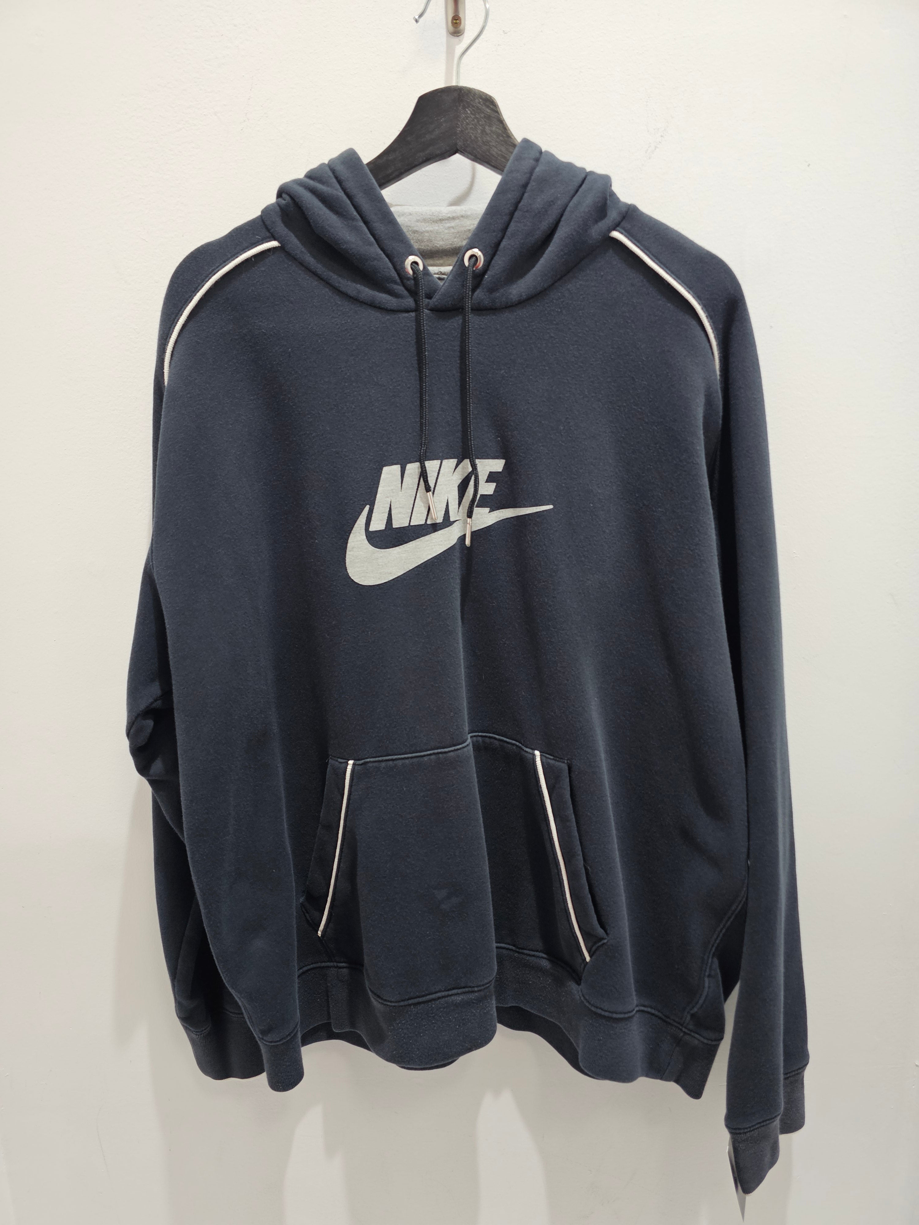Nike swoosh logo early 00s black grey pullover hoodie