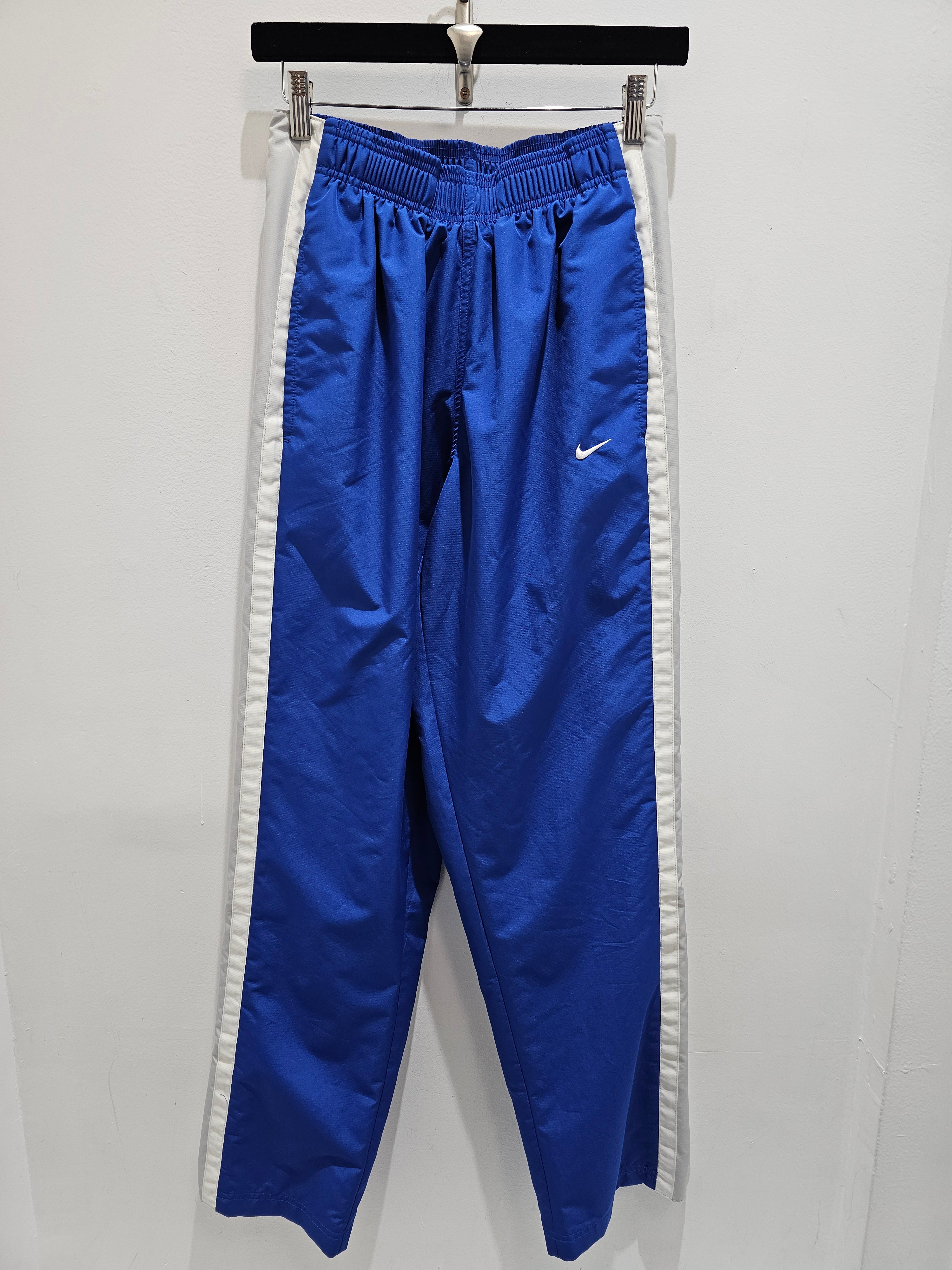 Vintage Nike blue white nylon side buttons track pants