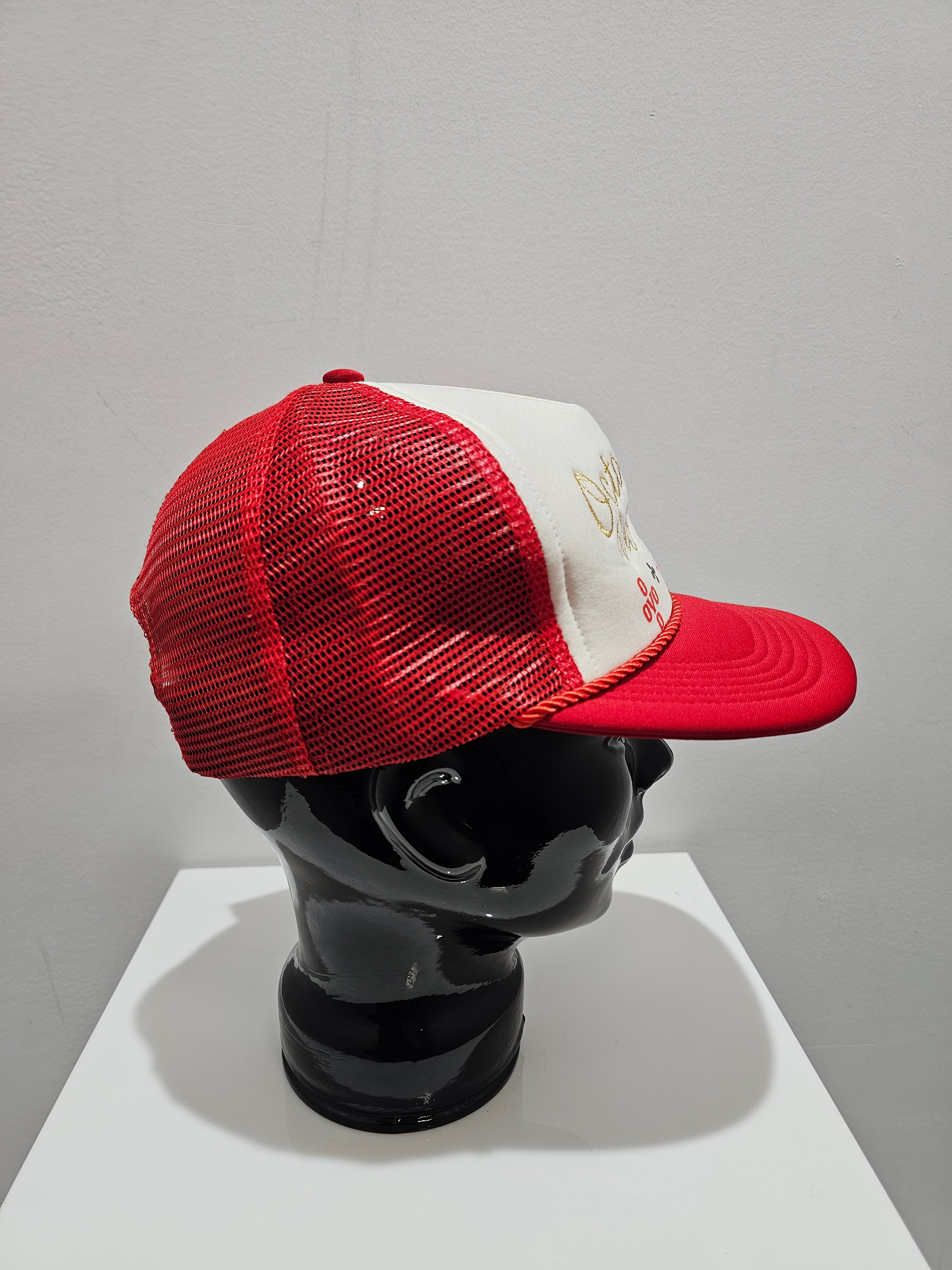 Drake Ovo pom pom script logo trucker red hat