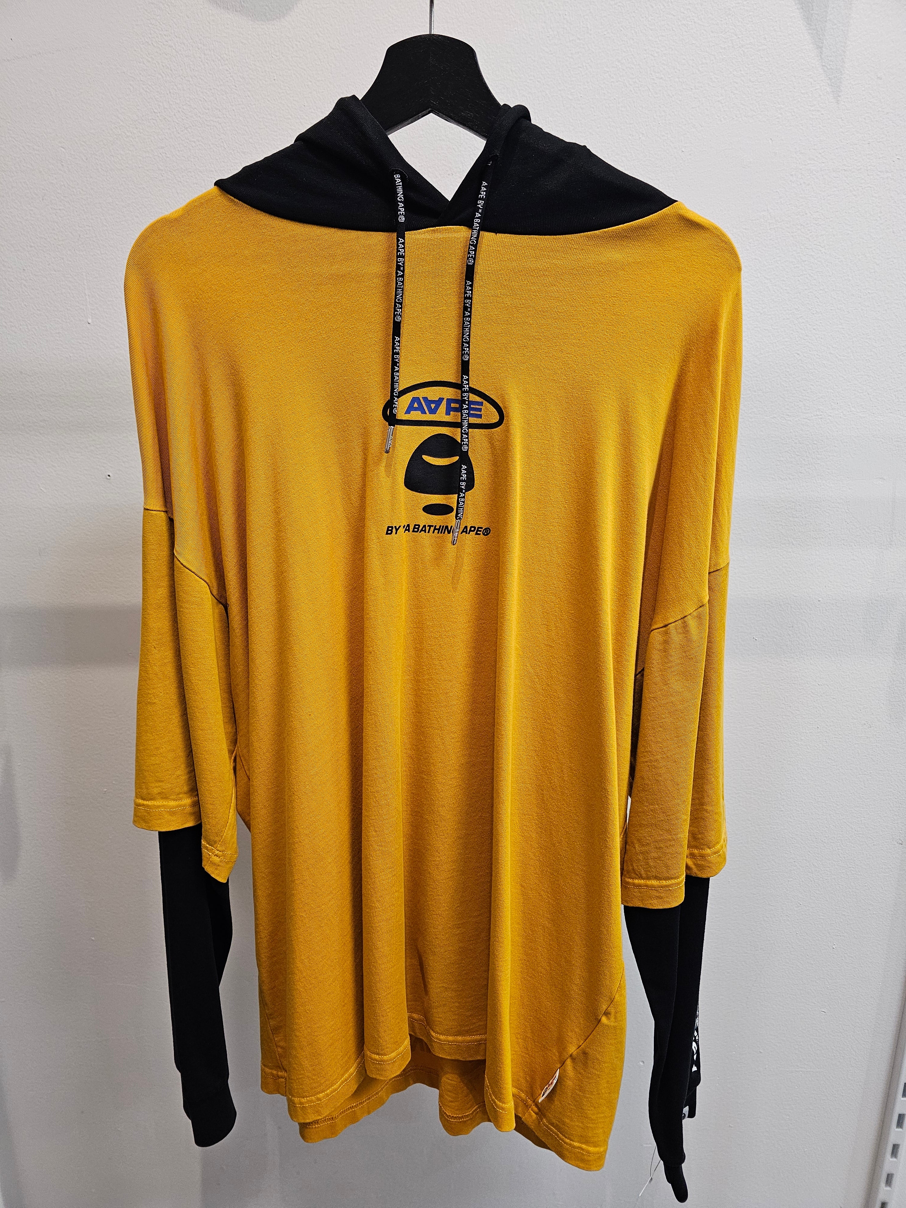 Aape by Bathing Ape two tone hoodie black yellow