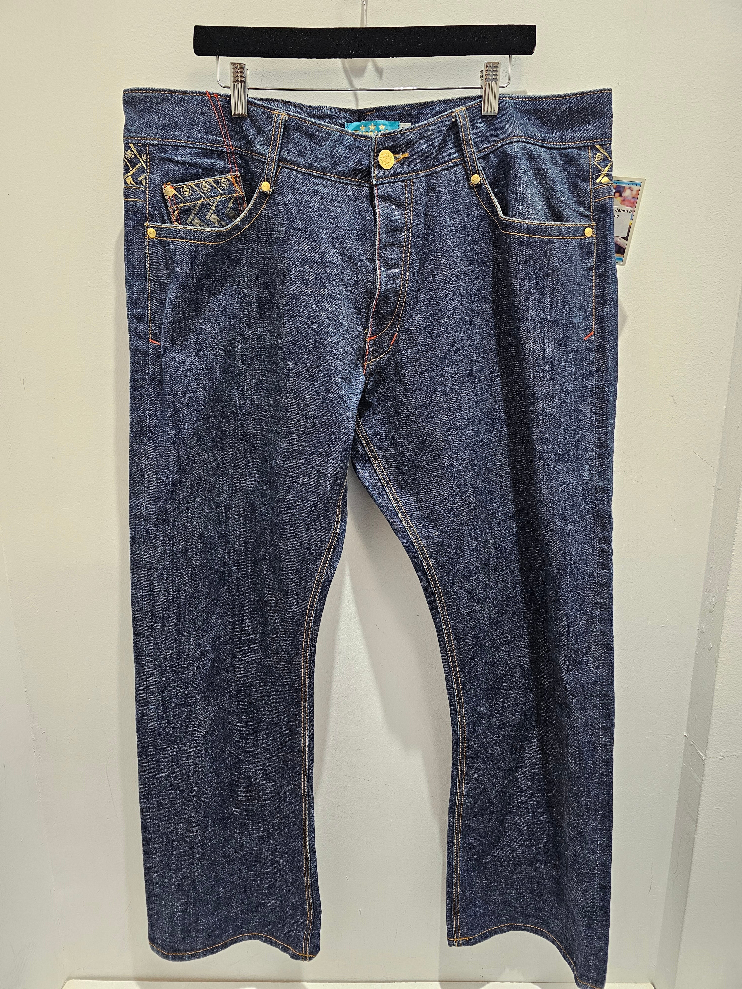 Y2k Schmack skull graphic embroidered denim baggy pants