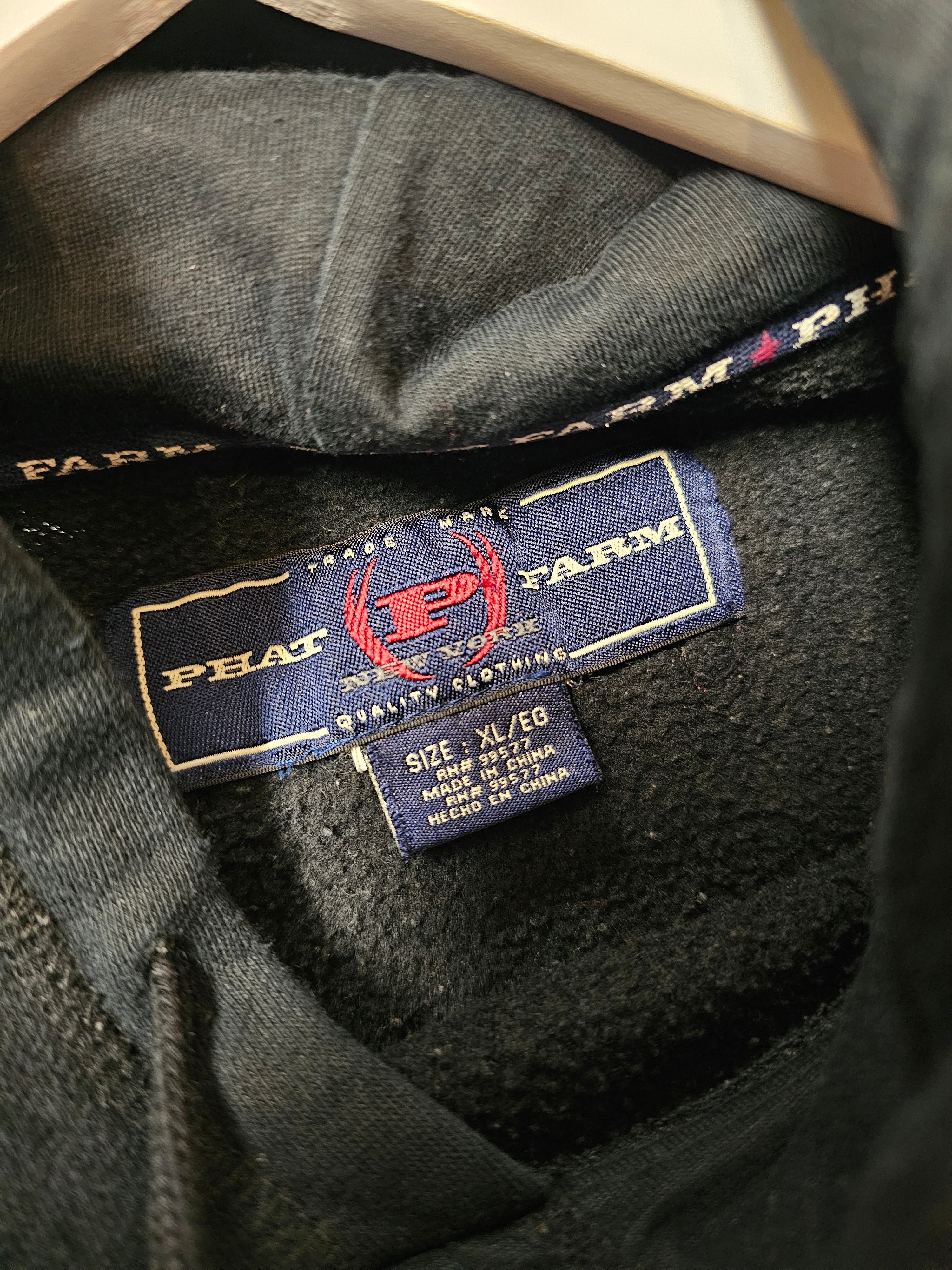 Y2k Phat farm arch logo black pullover hoodie