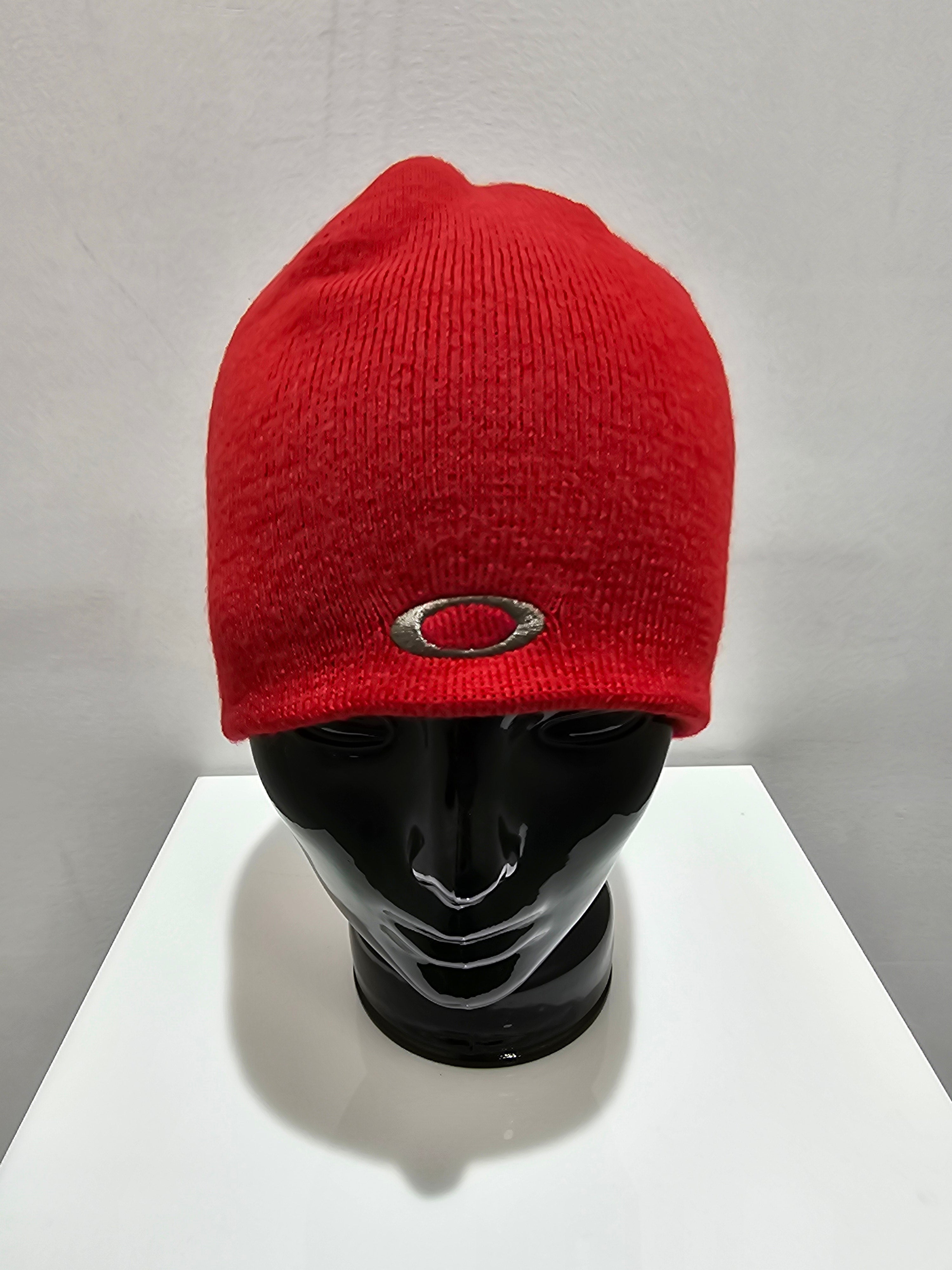 Oakley ellipse logo fine knit red beanie
