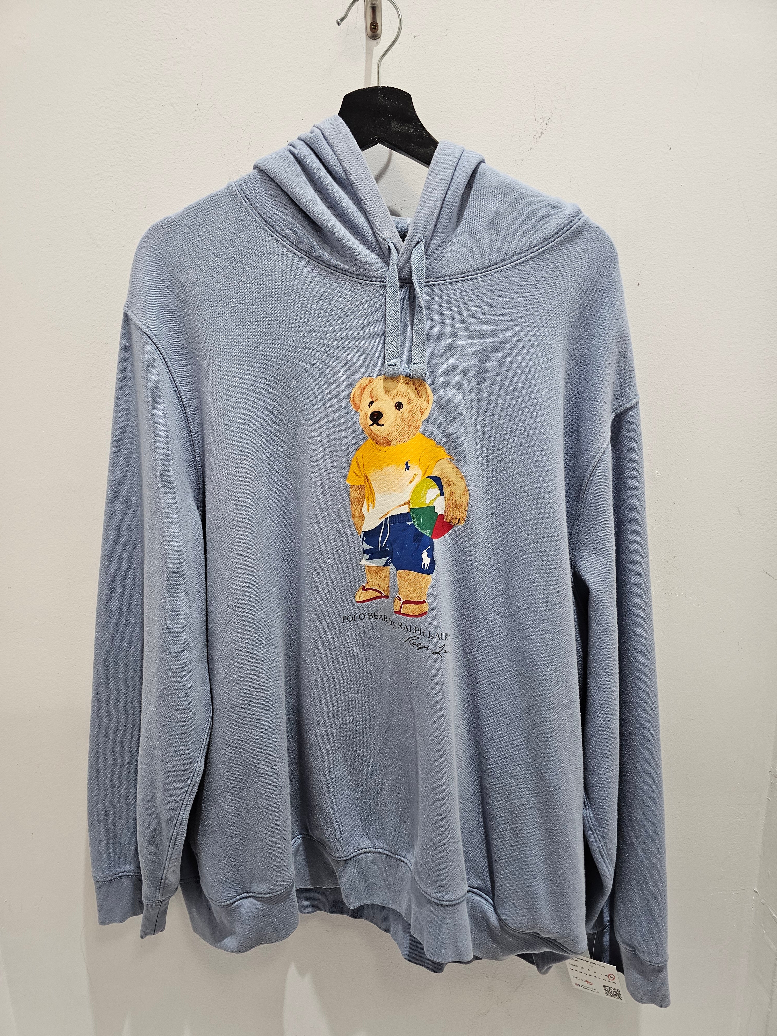Polo bear baby blue pullover hoodie