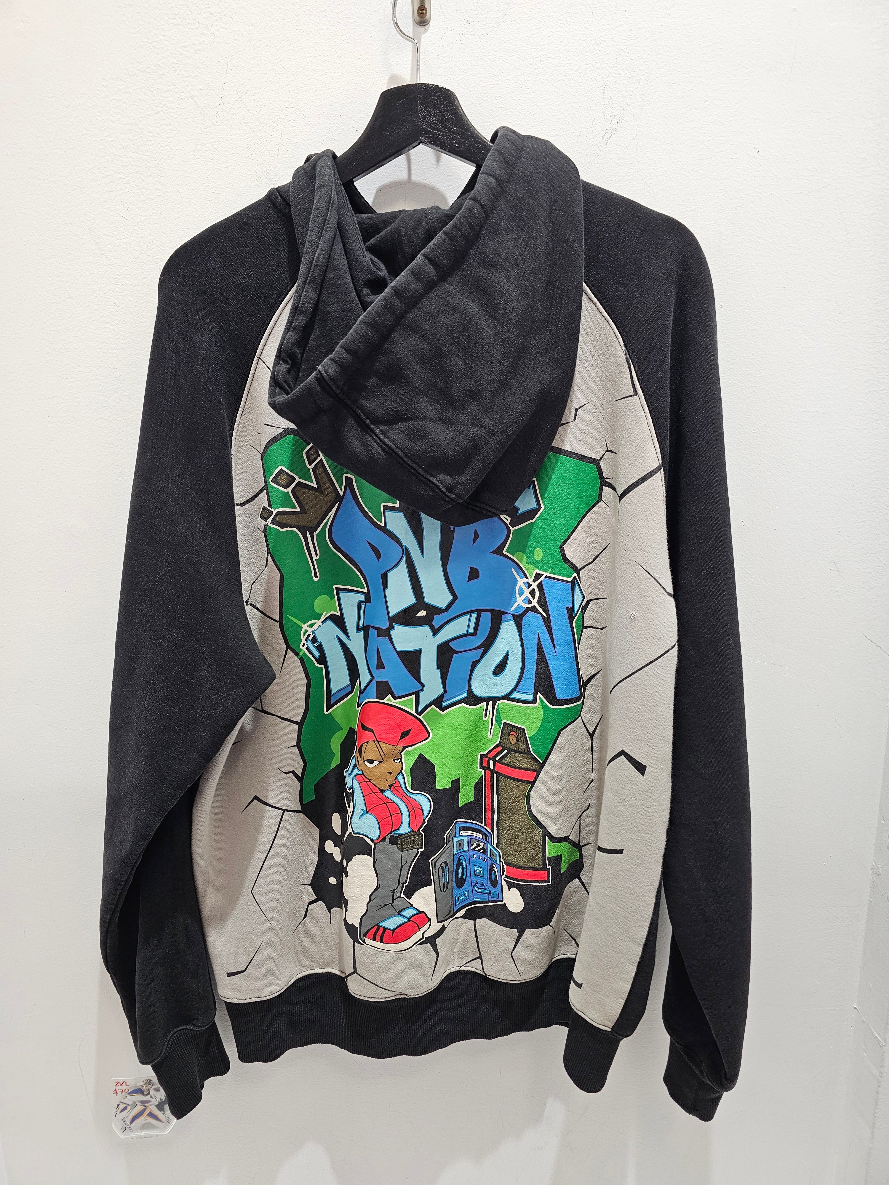 Y2k Pnb Nation Graffiti black fullzip pullover hoodie
