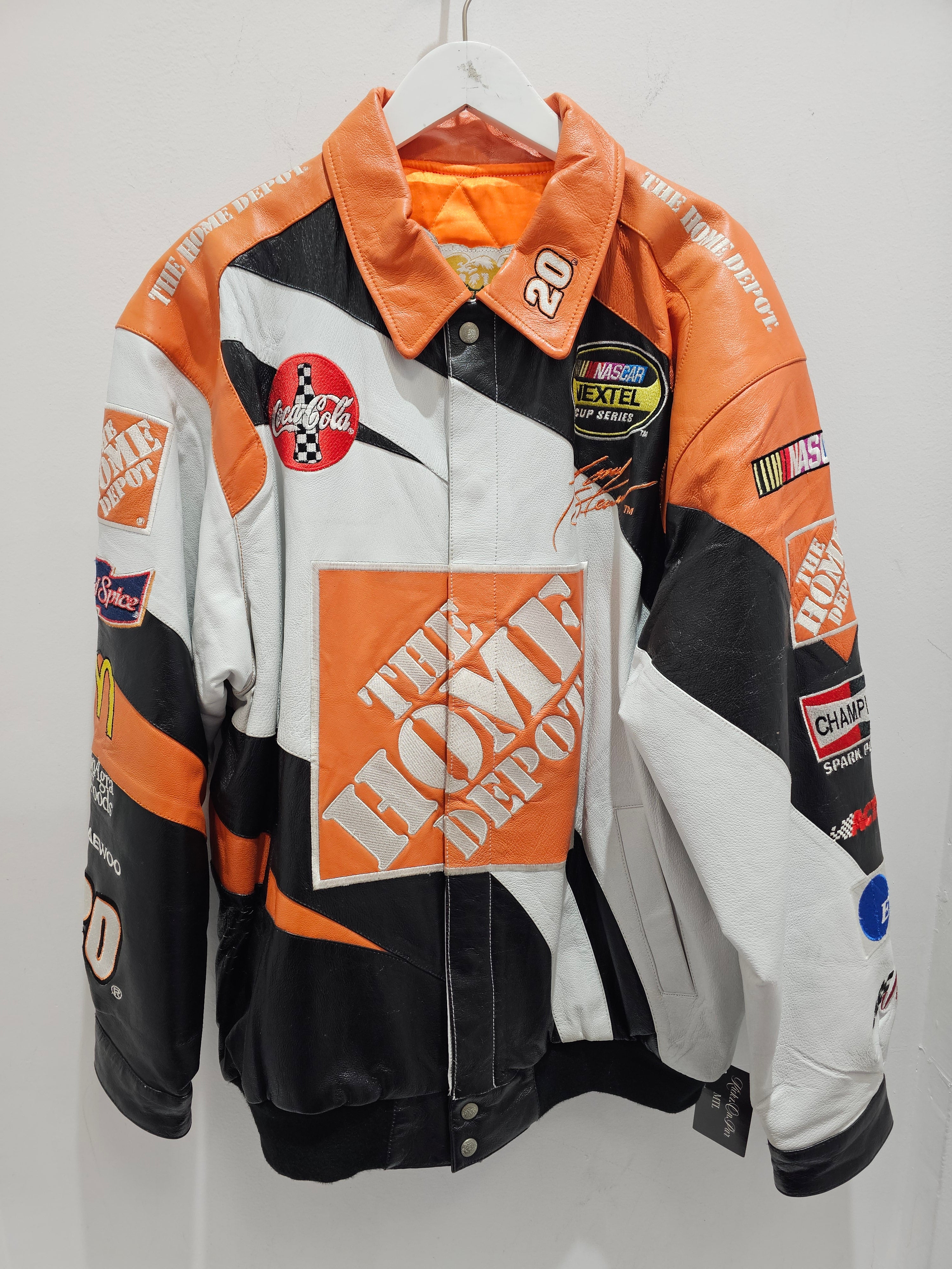 Vintage Jeff hamilton The home depot buttons leather racing jacket