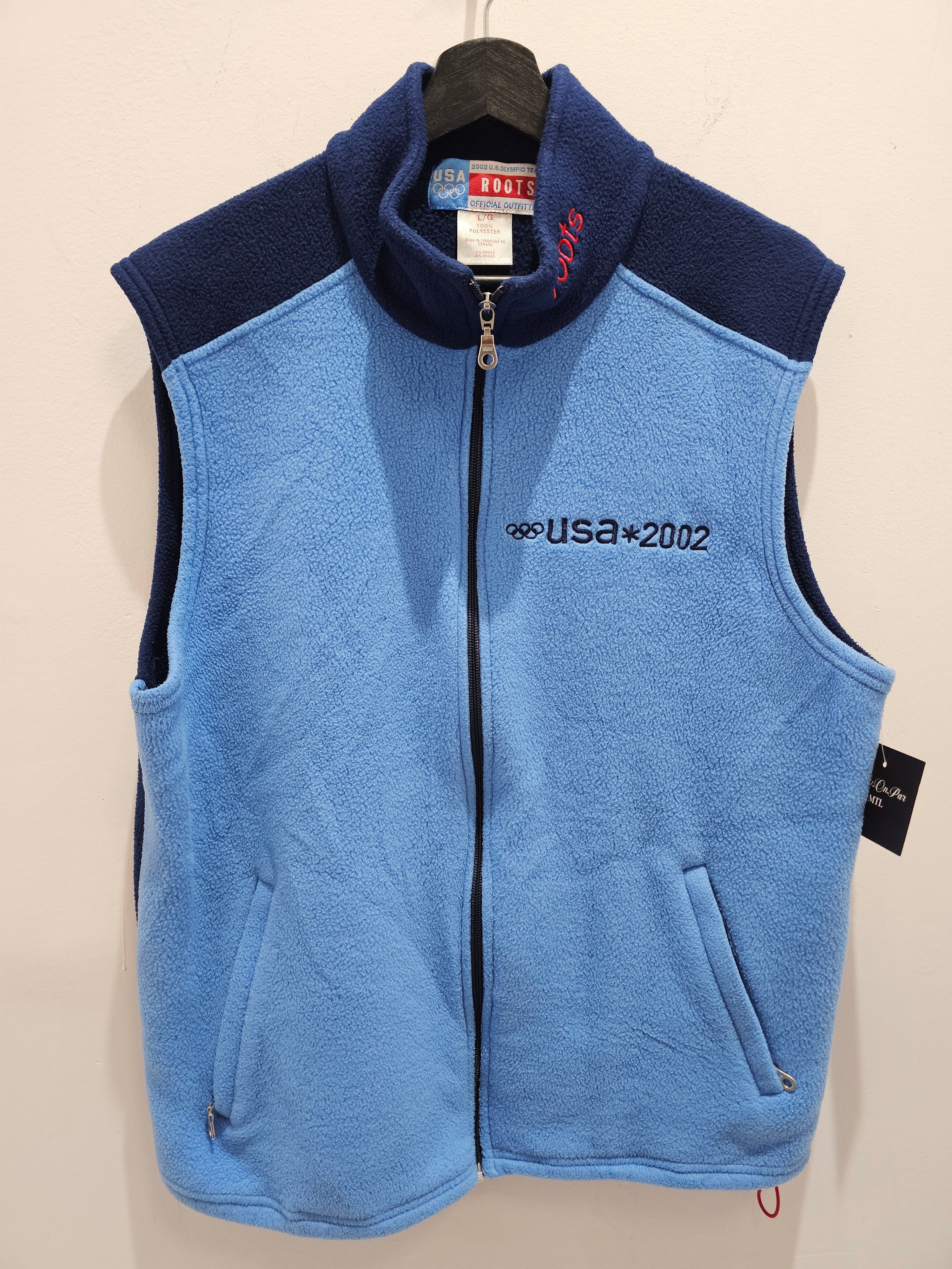 Vintage 02' Roots Olympic team Usa 🇺🇸 zipup fleece vest